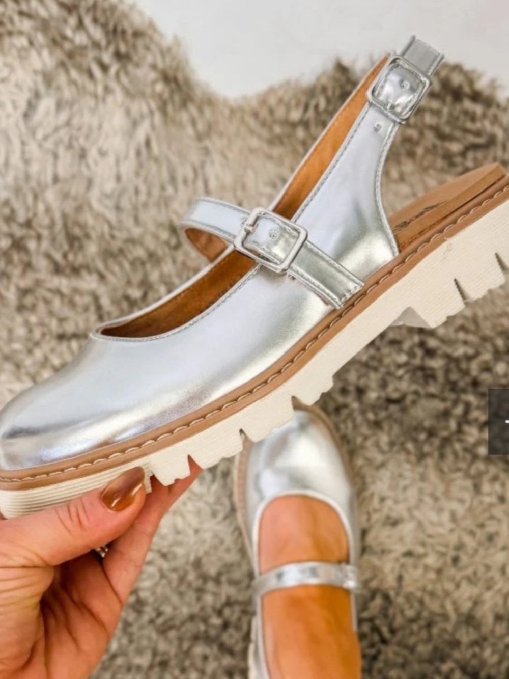 Corkys Silver Mary Jane Slingback Mules